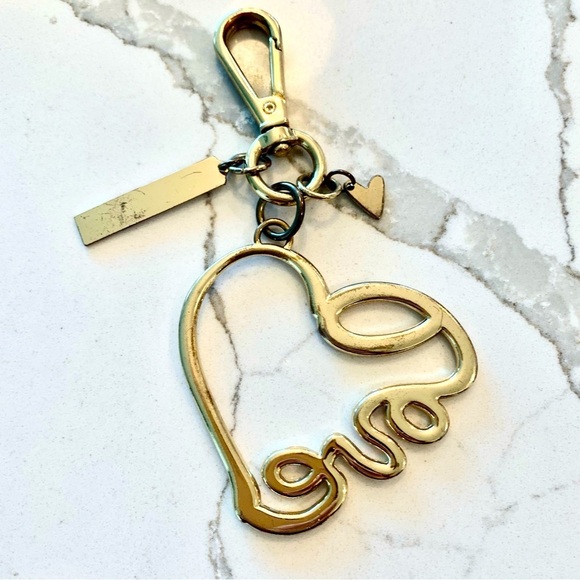 Vintage Gold Heart-Shaped Love Rhinestone Encrusted Keychain Keyfob - Picture 3 of 6